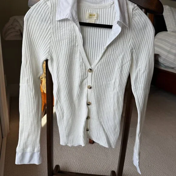 Maeve Layered Ribbed Cardigan Sweater - Picture 3 of 6